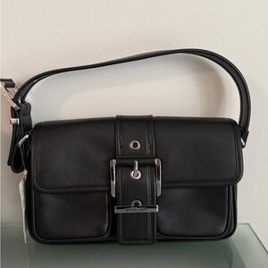 Michael Kors Colby Medium Leather Shoulder Bag Black Silver Hardware - NEW w/TAG